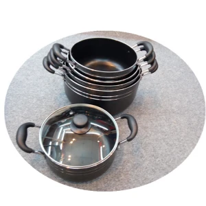 5pcs Aluminum non-stick sauce pot 22-30CM non-stick cookware set BLACK POWDER COATING NON STICK CASSEROLE