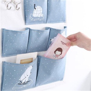 6 Pockets Wall Hanging Storage Bag Waterproof Sundries Pouch Bedroom Sundries Bag Simple Home Organizer