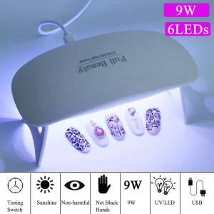 6W Small Led UV Lamp Nail Dryer Curing all Gel Polish Sun Light Portable UBS Lamp for Manicure Home Trips for Gel Nails