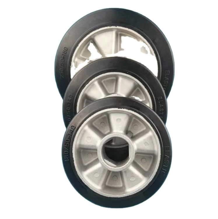 8 inch Black Rubber on Aluminum Core Wheels