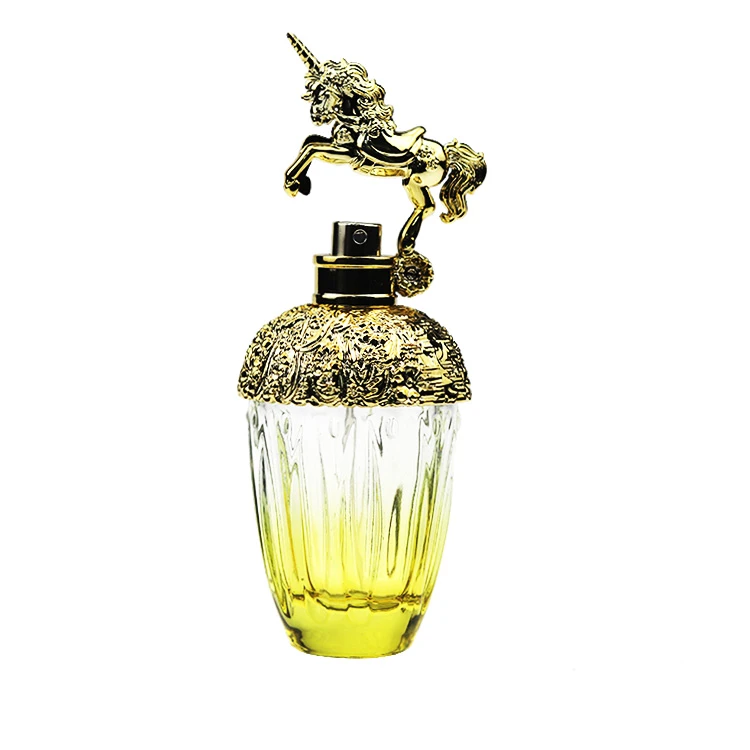 80ml Luxury Glass Perfume Bottle Gradient Perfume Oil Bottle Unique With Golden Horse Cap