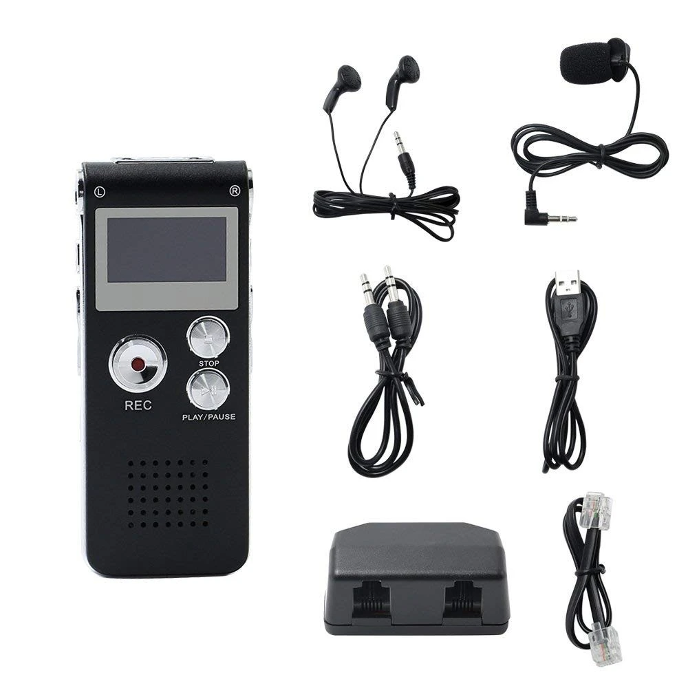 8GB Intelligent Digital Audio Voice Phone Recorder Dictaphone MP3 Music Player Voice Activate VAR A-B Repeating