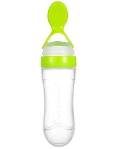 90ML Baby Feeding Cereal, Rice, Juice, Infant Newborn Toddler Baby Food Dispensing Spoon Silicone Squeeze Bottle Spoon