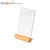 Import A5 wood menu stand picture poster frame acrylic photo holder stand wooden base L Shape from China
