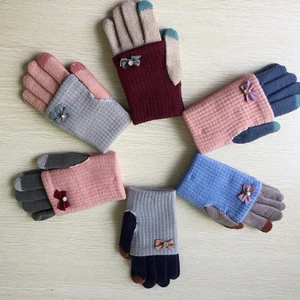 Acrylic Winter Warm Touchscreen  Knitted  Glove for Women