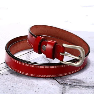 Adjustable casual women cowhide leather belt genuine leather belt alloy pin buckle belt for lady