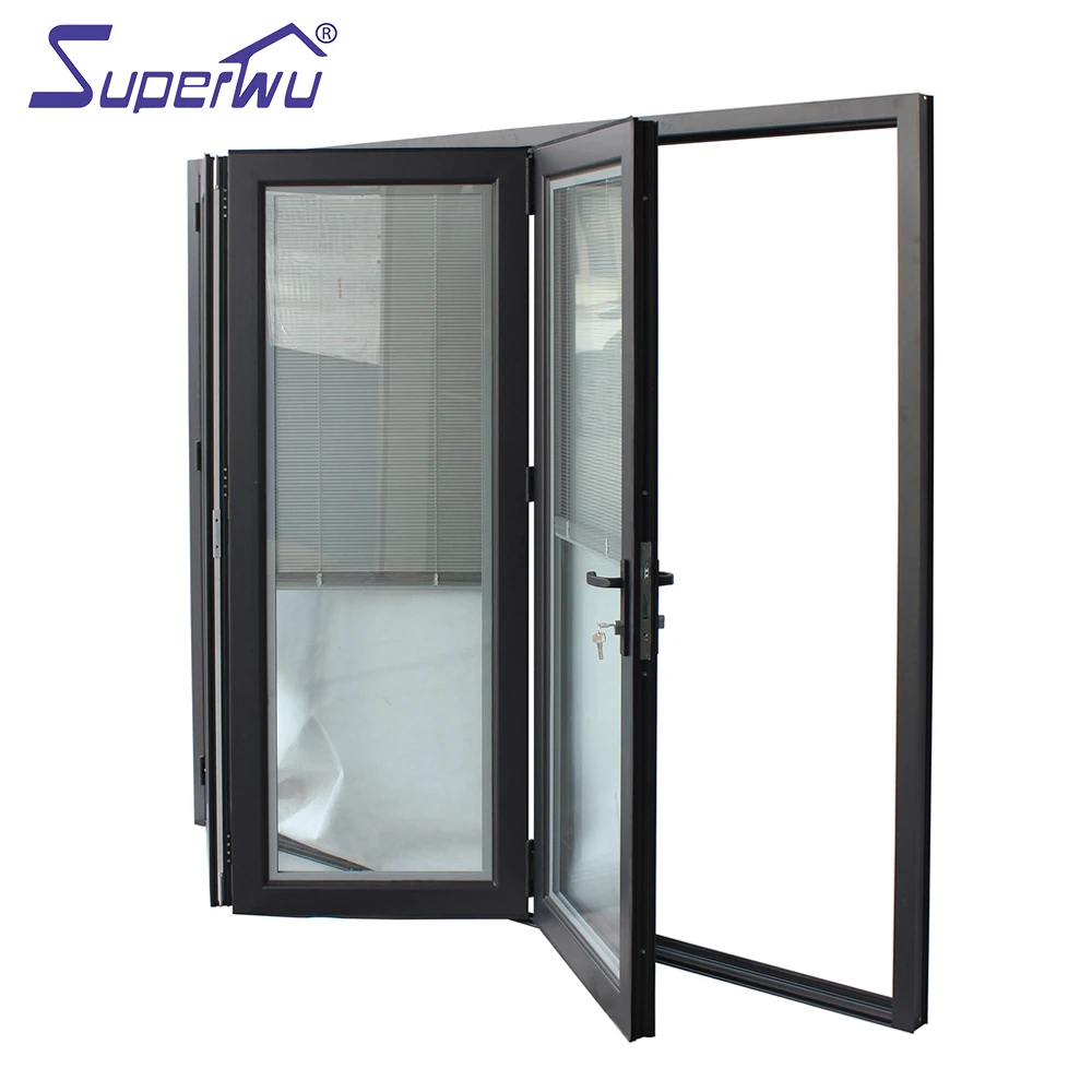 Aluminum bifolding door thermal break profile with built in blind folding door best quality