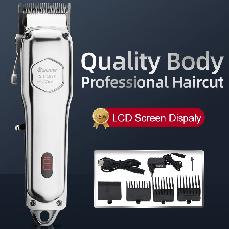 Amazon Hot Selling Professional All Metal Hair Clipper Lcd Display Cordless Stylists Barbers Hair Trimmer