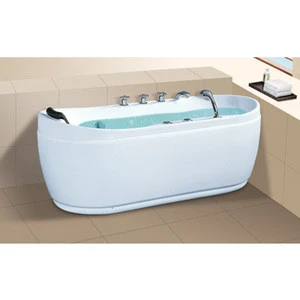 AOWO hot sale oval massage bathtub jakuzzy with pillow whirlpool jetted spa bathtub 1 person hot tubs