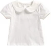 Baby Kids Girls Basic Shirt Long Sleeve Solid Color Doll Collar Tops Blouse