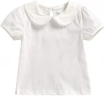 Baby Kids Girls Basic Shirt Long Sleeve Solid Color Doll Collar Tops Blouse