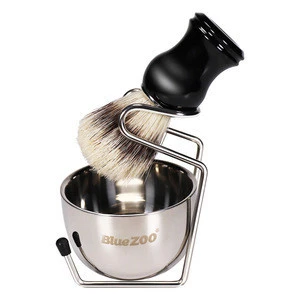 Badger Hair Shaving Brush And Chrome Razor Stand Shaving Set