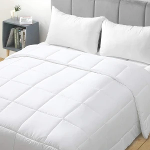 Bed Comforter Queen Size Quilted Down Alternative Box Stitched Bedding Comforter Winter Warm White