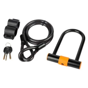 Bicycle Safety lock 14mm Shackle and Cable with Mounting Bracket For Road  Mountain Electric Bike Folding Bike