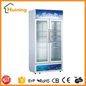 big commercial vertical display beverage bottom freezer refrigerator