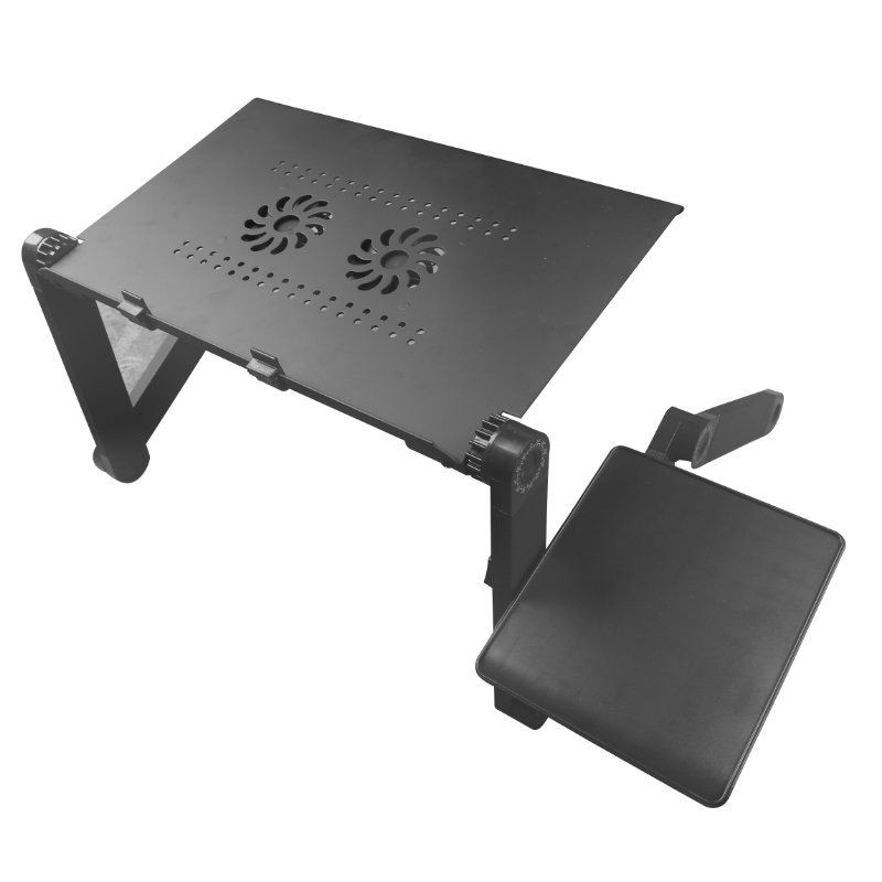 Black 360 Degree Adjustable Portable Home Office Notebook PC Laptop Computer Desk Folding Table Stand  With Cooling Fan