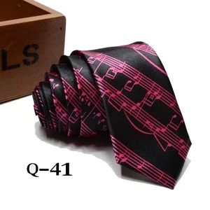Black and White Musical Notes SKINNY Tie Polyester Music Necktie