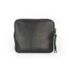 Black Cowhide Leather Small Wallet Coin Purse With Zip Coin Pocket And Card Holder