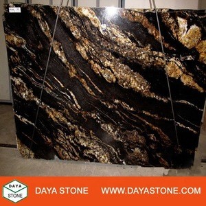 Black Fusion Granite Slab Deep Black Granite With Gold Vein