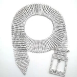 Bling Bling Rhinestone Chain Trim Woman Belt Clear Stone Waistband