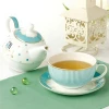 Blue and white classic english one person porcelain teapot / coffee and tea set