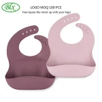 BLX Benhaida BPA free Customized Wholesale Roll Up Kids Training Infant Drool Feeding Waterproof Silicone Baby Bib