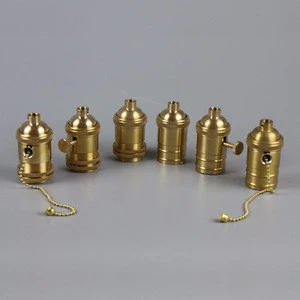 Brass copper Lamp holder electric light socket / lamp / cap / adapter E27/E26 zipper knob chain switch lamp chandelier dedicated