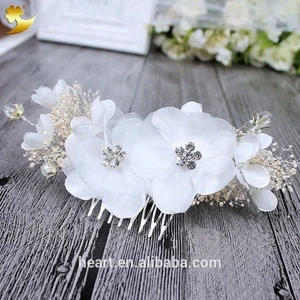 Bridal Crystal Pearl Headpiece Flower Leaves Hair Comb Clips 89292