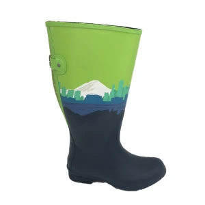 Bright Color Matching Wide Outdoor Rubber Rain Boots for Adults