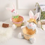 Cartoon Cute Rabbit Storage Basket Creative Easter Bunny Egg Storage Party Candy Basket Desk Ornament Christmas Toy