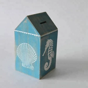 CE standard wooden antique money box with sea design