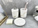 ceramic bathroom sets accessories with gold marble effect bathroom products accessories set for home or hotel