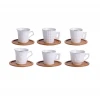 Chaozhou factory embossed porcelain mug/cup set white turkish espresso coffee cups with bamboo saucers