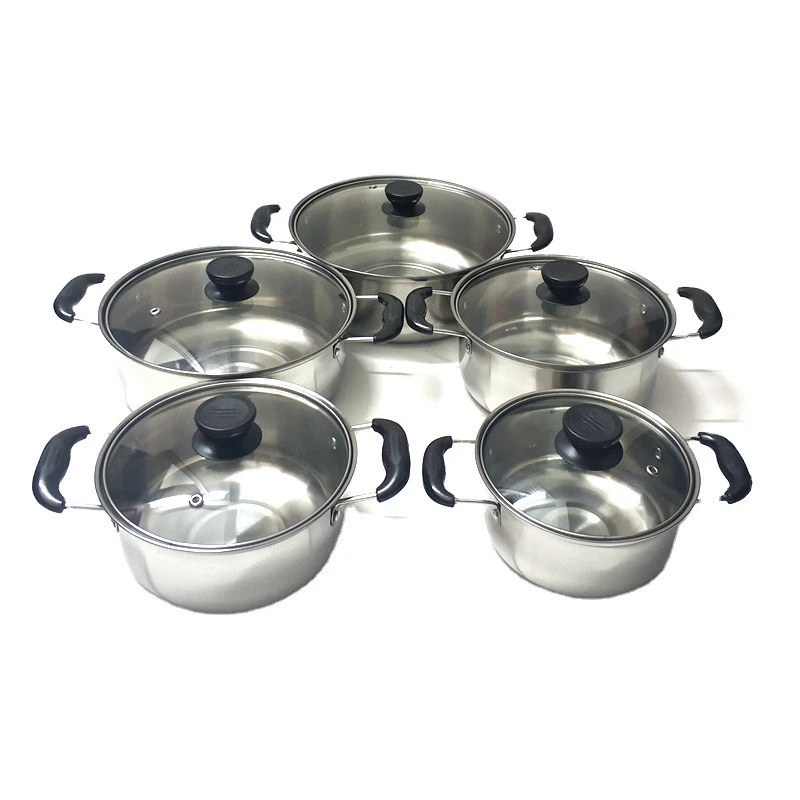 Cheap wholesale soup stock cooking pot bakelite handle 10pcs stainless steel cookware sets casserole set