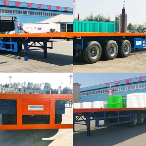Chengda 20Ft 40Ft Flat Bed Flatbed Trailer Truck Semi Trailer 3 Axle