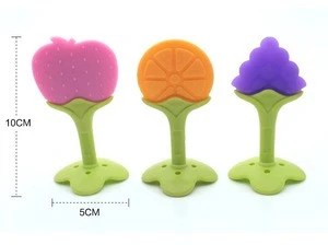 Chewable fruits soft silicone teether toy, silicone baby teether