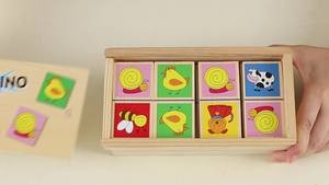 Children educational animal recognition 28 pcs kids wooden domino toy for baby 2+