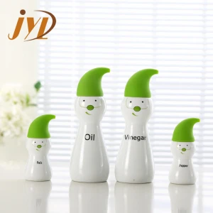 China Factory Kitchen Accessories Ceramic Salt and Pepper Shakers Oil Vinegar Cruet Dispenser With Silicone Lid