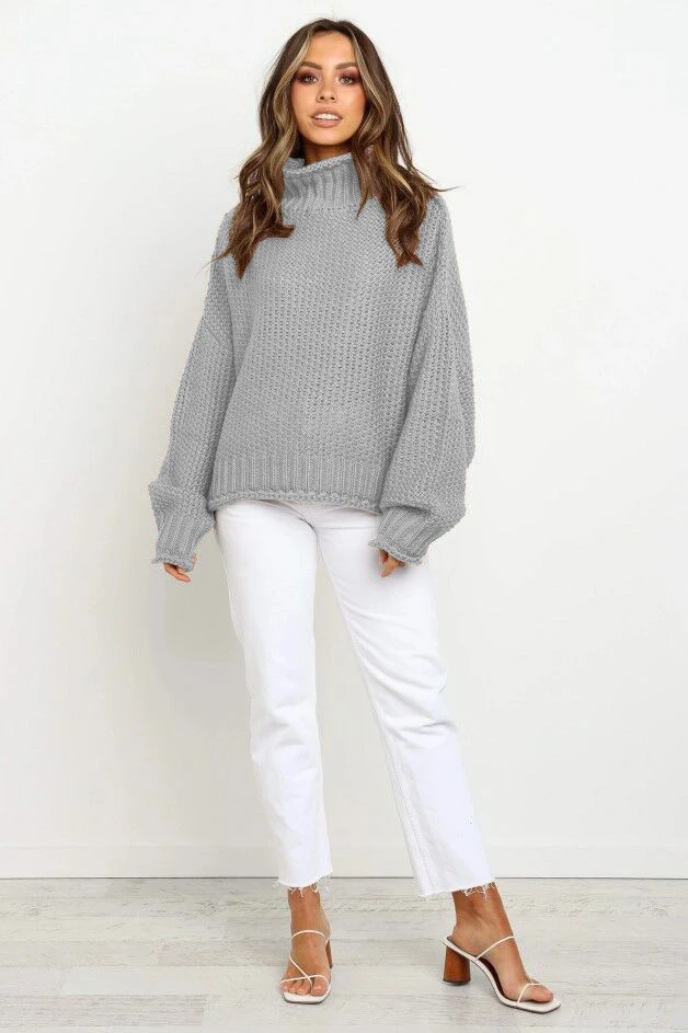 China factory wholesale womens pullover turtleneck loose sweater