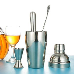 Cocktail Shaker Bar Set with Accessories - Martini shaker with Measuring Jigger and Mixing Spoon