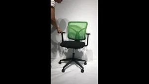 Comfortable office furniture acrylic office desk chairs with wheels green mesh mid back fabric office chair