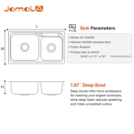 competitive price stainless steel 201/304 double bowl table top mount kitchen bathroom sink with strainer