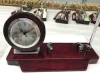 Corporate Gifts Personalized Rosewood Desk Clock with Business Card Holder and Pen