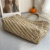 Cowhide Woven Shoulder Bag Retro Genuine Leather Woven Bucket Bag Shoulder Vegetable Basket Bag