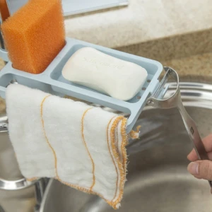 Creative Adjustable Kitchen Faucet Storage Rack Hanging Basket Clip-on Use in Kitchen Bathroom