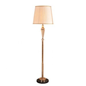 Crystal transparent lamp post with marble base fabric lampshade decorative brass floor lamp gold modern