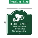 Custom 24 Hours Video Surveillance Warning Aluminum Reflective Street Warning Security Yard Sign Board