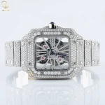 Custom bling bling vvs diamond premium bezel waterproof mechanical luxury  light jewelry beautiful vintage real natural watch