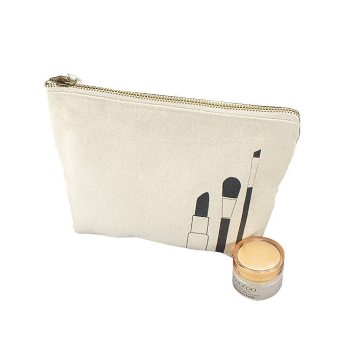 Custom fashion portable logo pattern zipper cotton wholesalers bags makeup bag