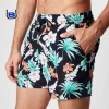 Custom flower print swim wear poly peach hawaii men beach shorts